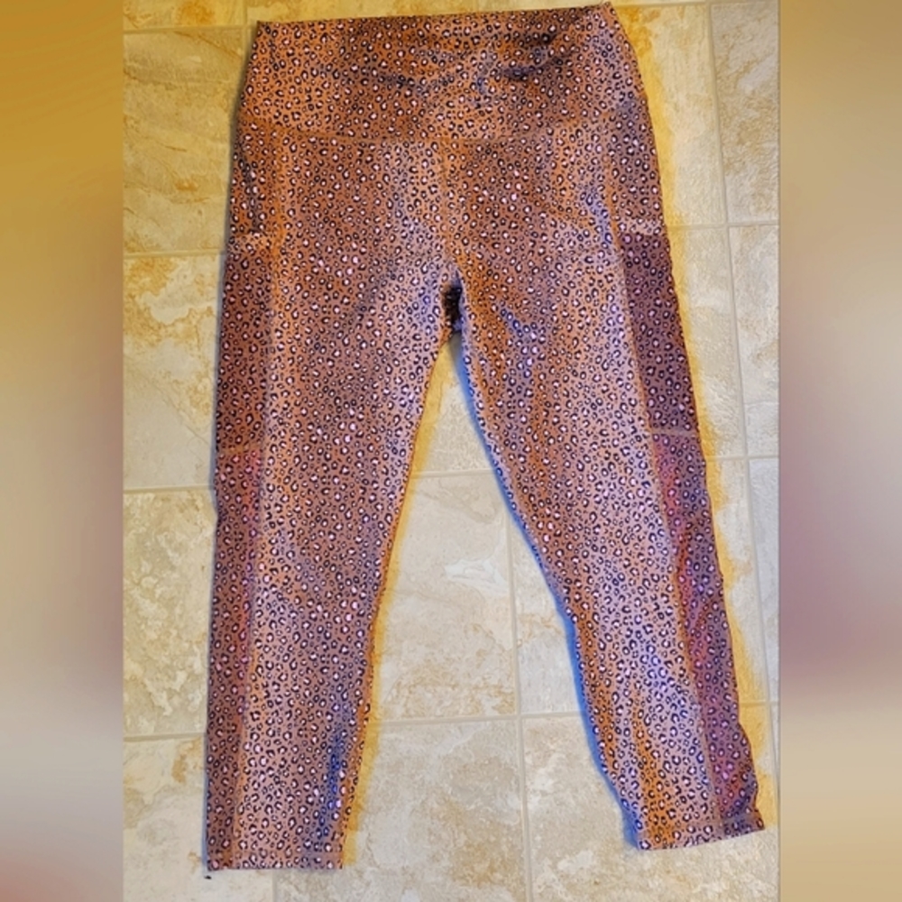 Fabletics pink leopard activewear pants